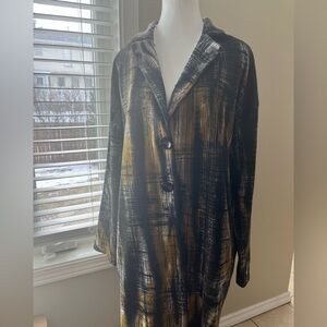[M]Chalet et Ceci Brown Gold Abstract WMN Knit Soft Oversized Blazer Coat